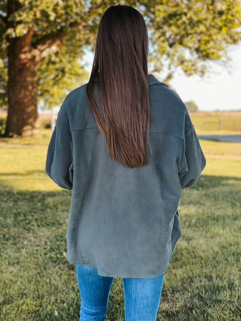 Grey fleece shacket