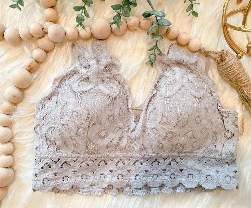 Grey lace bralette