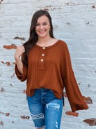 Brown long sleeve top