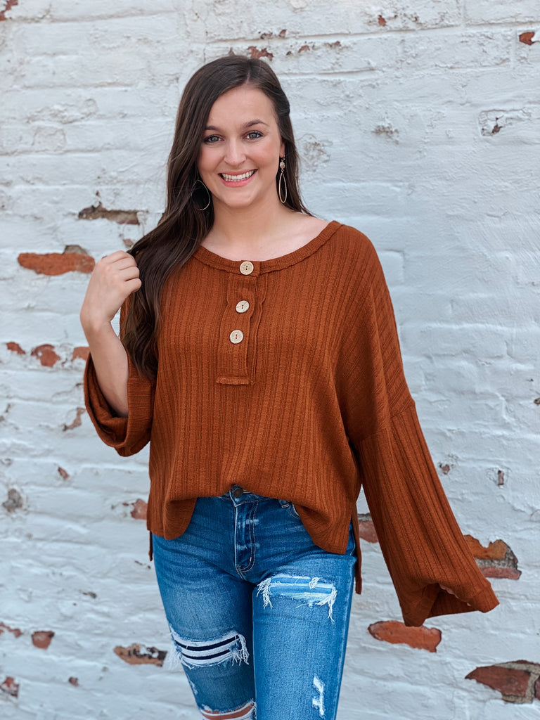 Brown long sleeve top