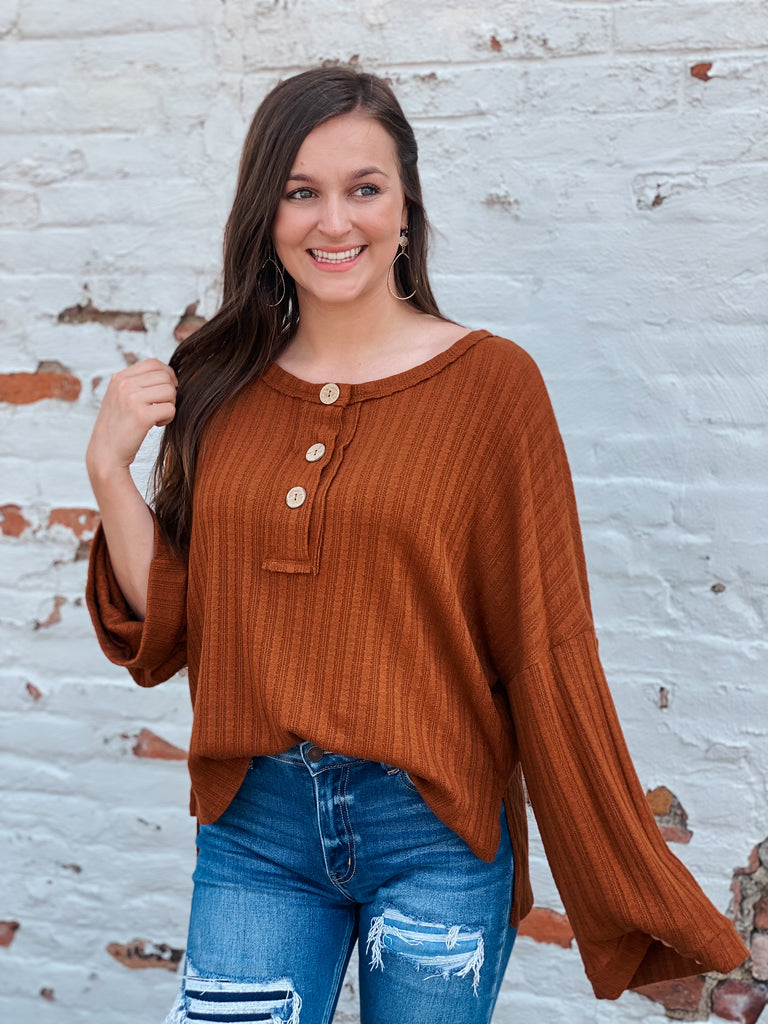 Brown long sleeve top