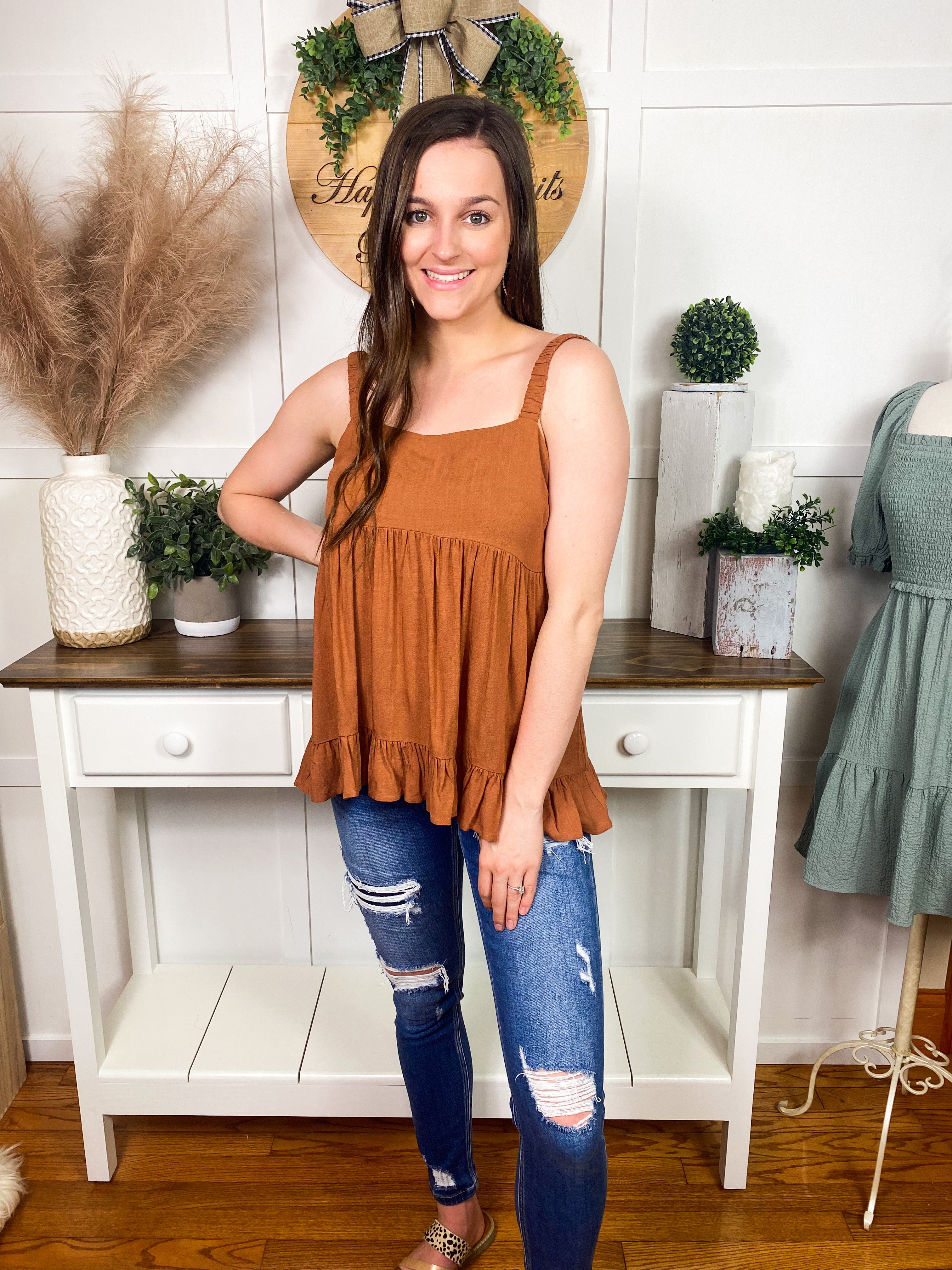 Rust babydoll tank top