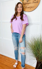 lavender short sleeve shirt