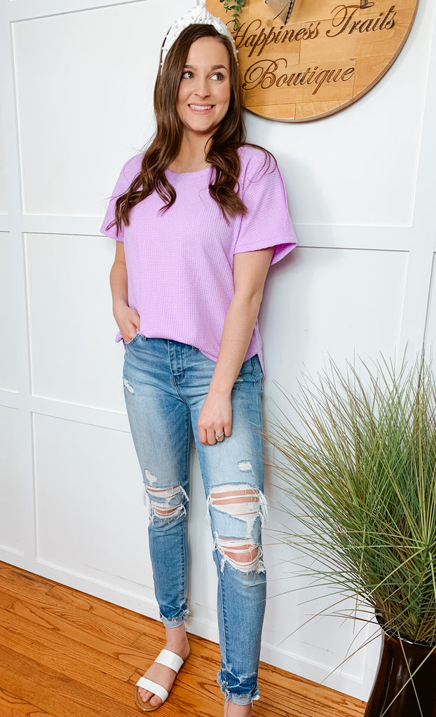 lavender short sleeve shirt