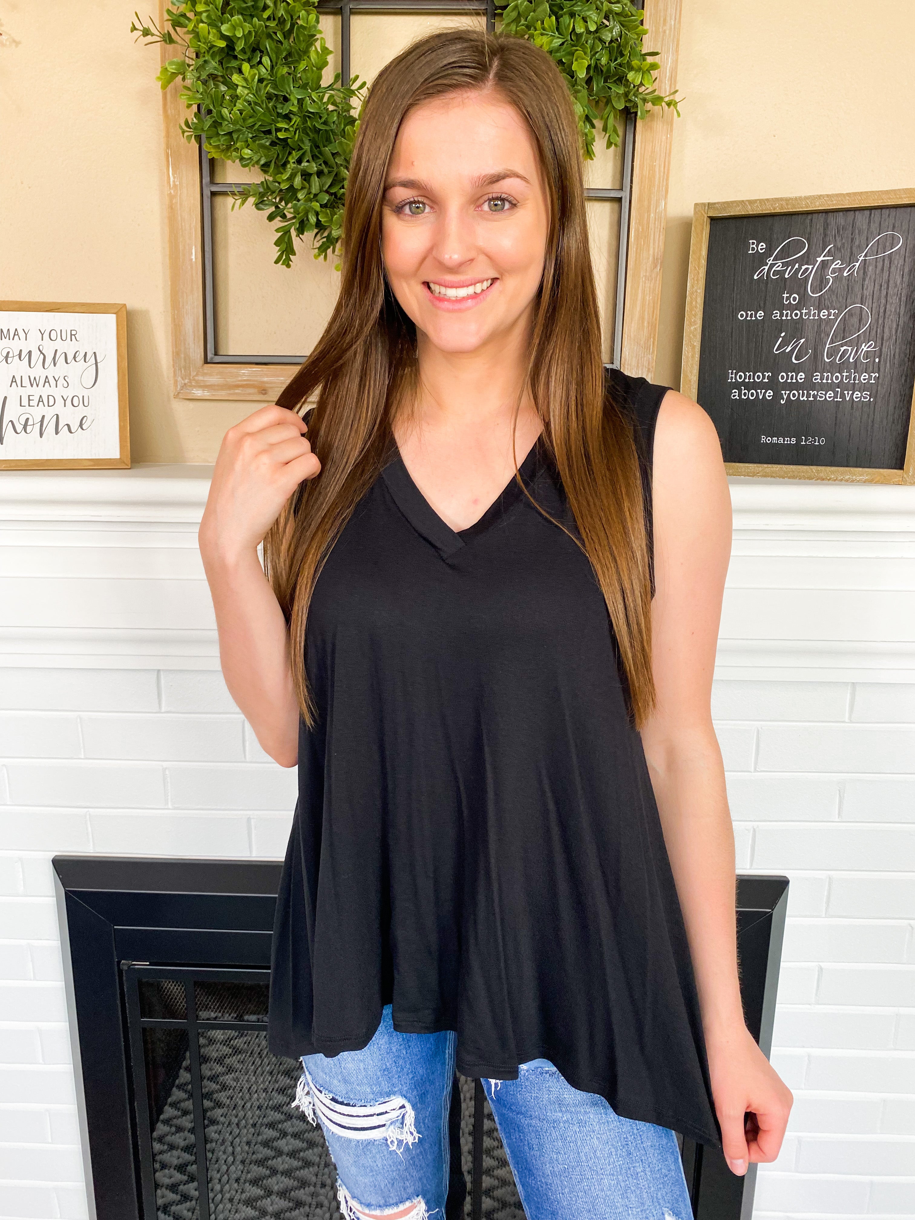 Black babydoll tank top