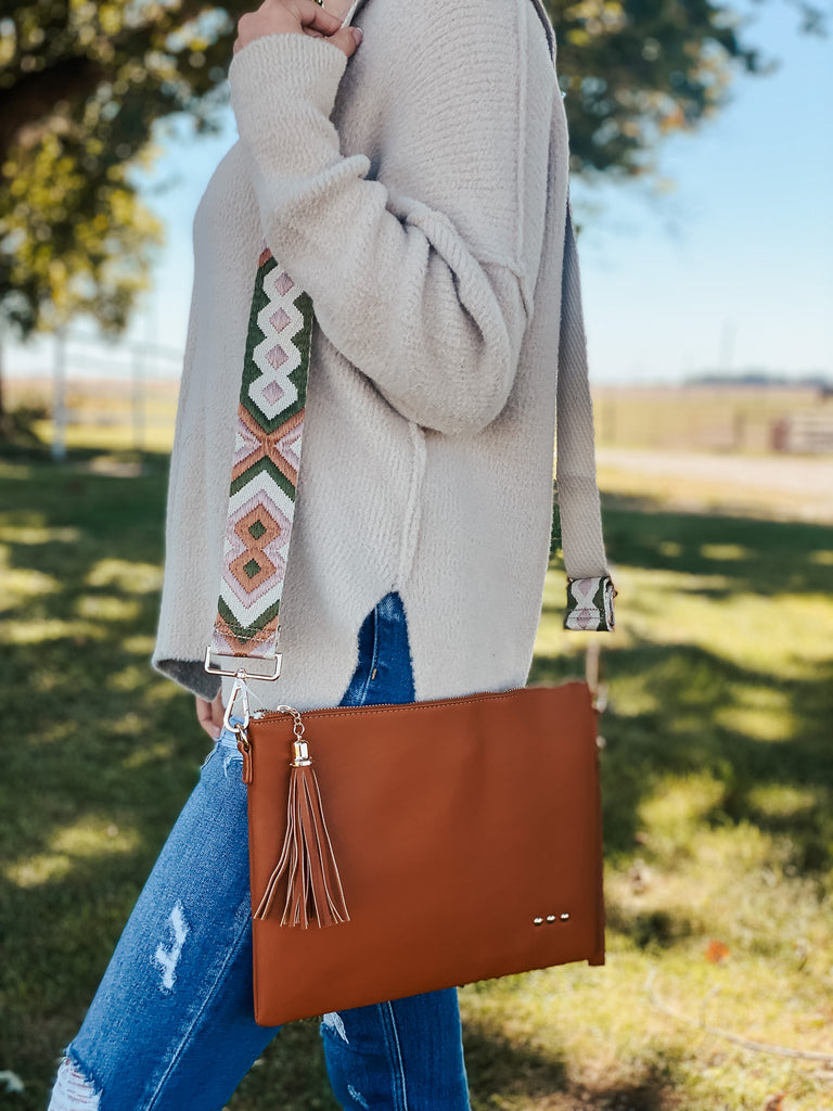 Brown crossbody clutch purse
